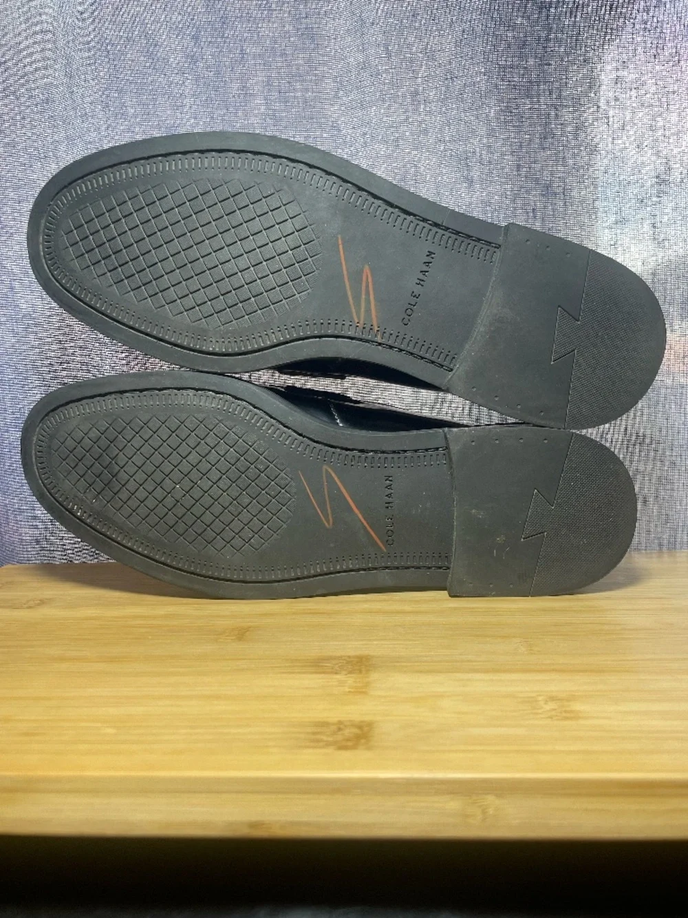 Cole Haan Mens Pinch Prep Penny Loafers Sz 10.5 Patent Leather Black Moc Toe EUC